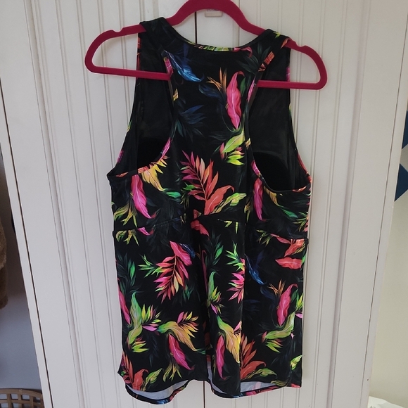 Torrid V Neck Tropical Racerback Active Fit Tankini Swim Top - Picture 8 of 8